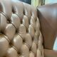 Pair of 1970s Chesterfield wingback chairs in brown leather