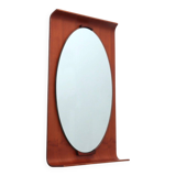 Mid century curved entryway teak mirror 1960s
