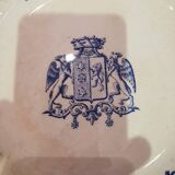 Rare gien earthenware plate couronne armoireries 19th century