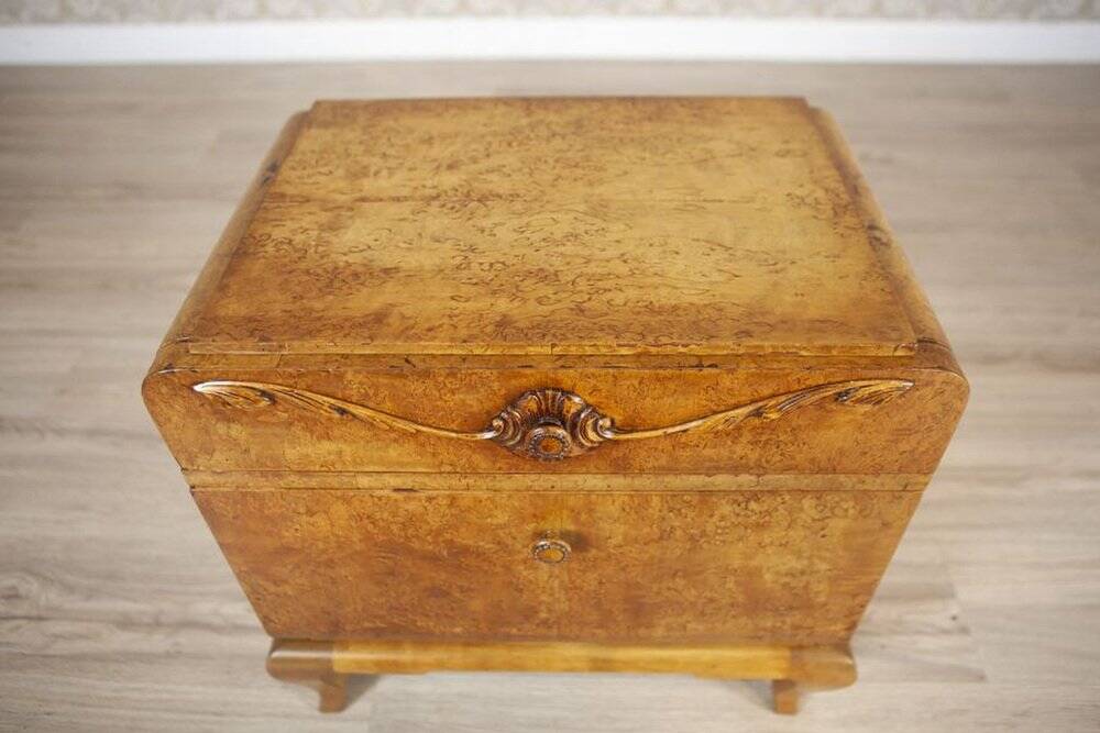 Early 20th Century Nightstands Veneered with Karelian Birch, 1950s, Set of 2