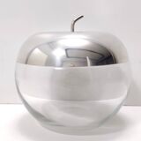 Postmodern Transparent Glass and Silver-Plated Metal Ice Bucket / Bowl, Italy