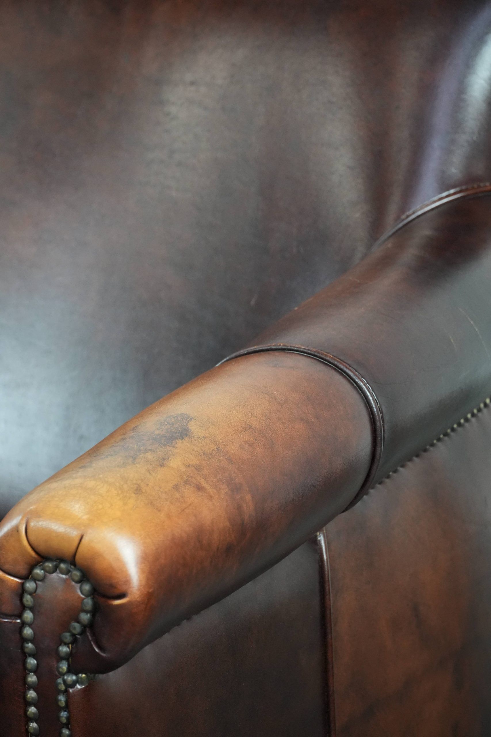 Characterful and comfortable cowhide leather armchair