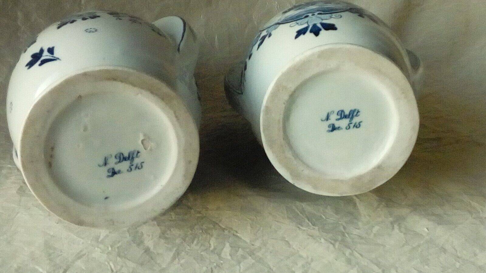 Pair of delft earthenware vases from holland with marine boat decor