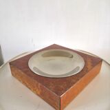 Cendrier placage bois et métal design années 70