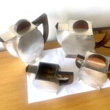 Art Deco tea coffee service 1930s hammered silver metal wood Antique Ant