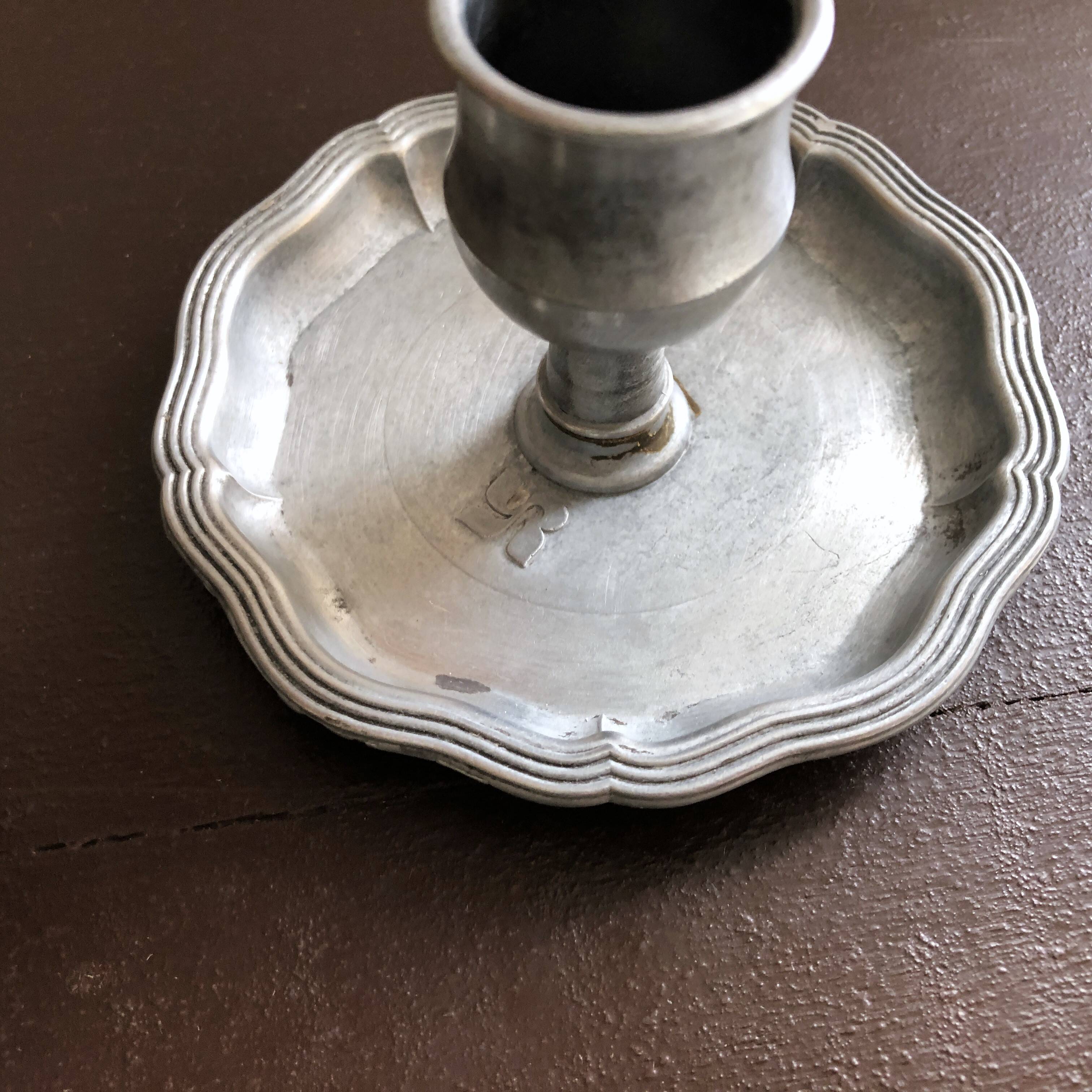 Pair of pewter table candlesticks