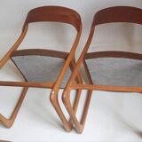 Pair of chairs Baumann sled feet 60s