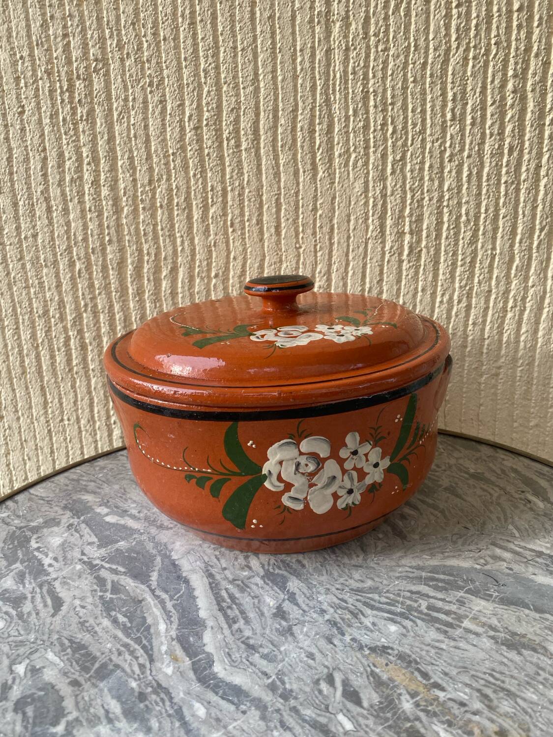 Traditional hand-painted terracotta pot