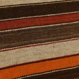 6x8 Brown Red Striped Vintage Kilim Rug, 195x259Cm