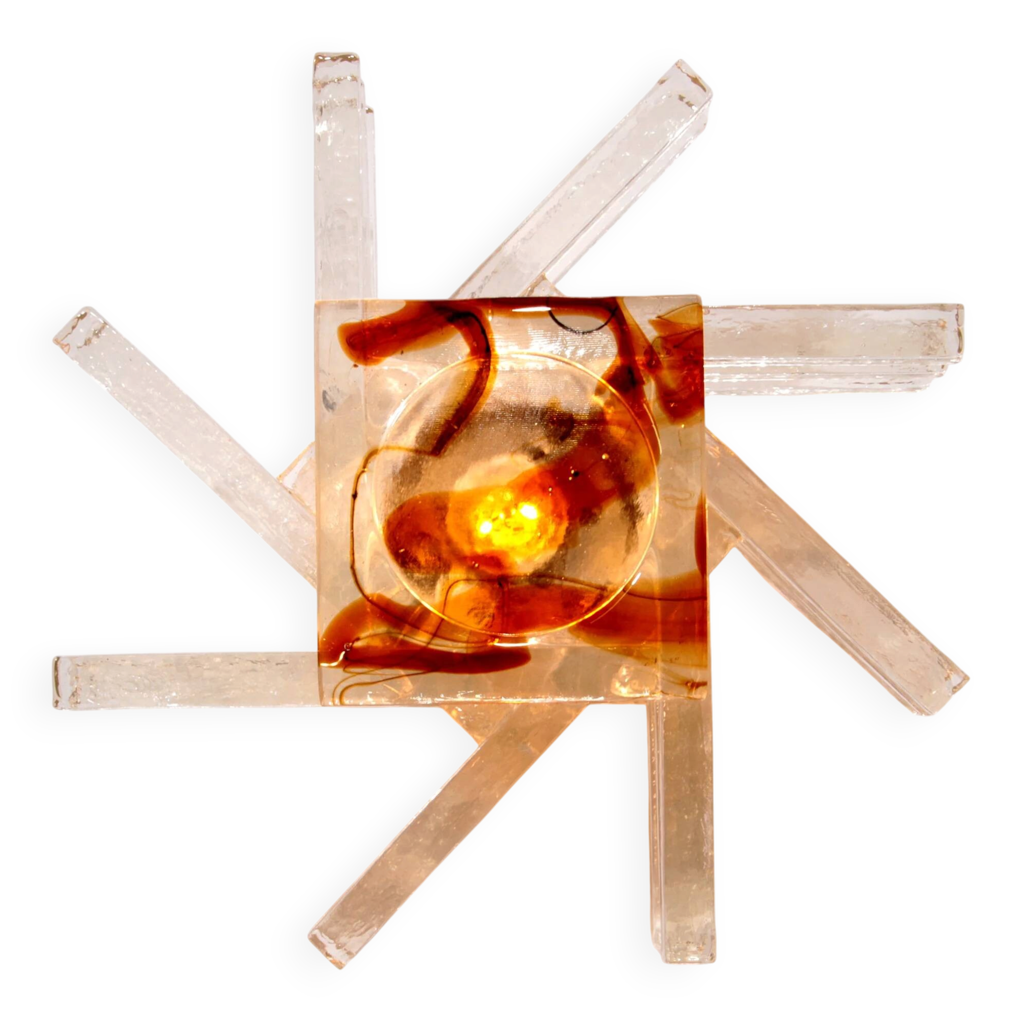 Glass wall light from PoliArte, Italy, 1970s