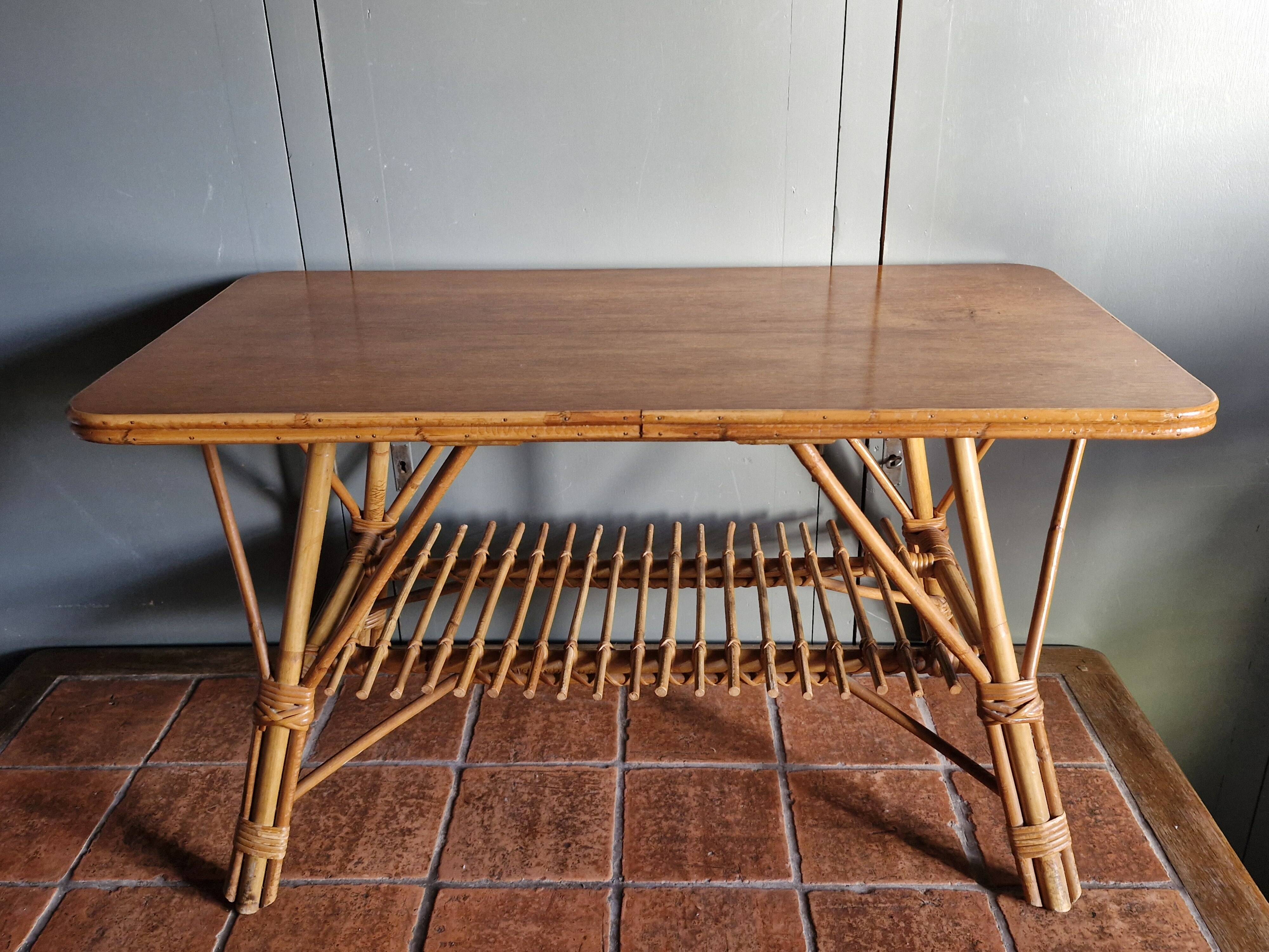 Vintage coffee table - Bamboo & Rattan - 1950s/60s