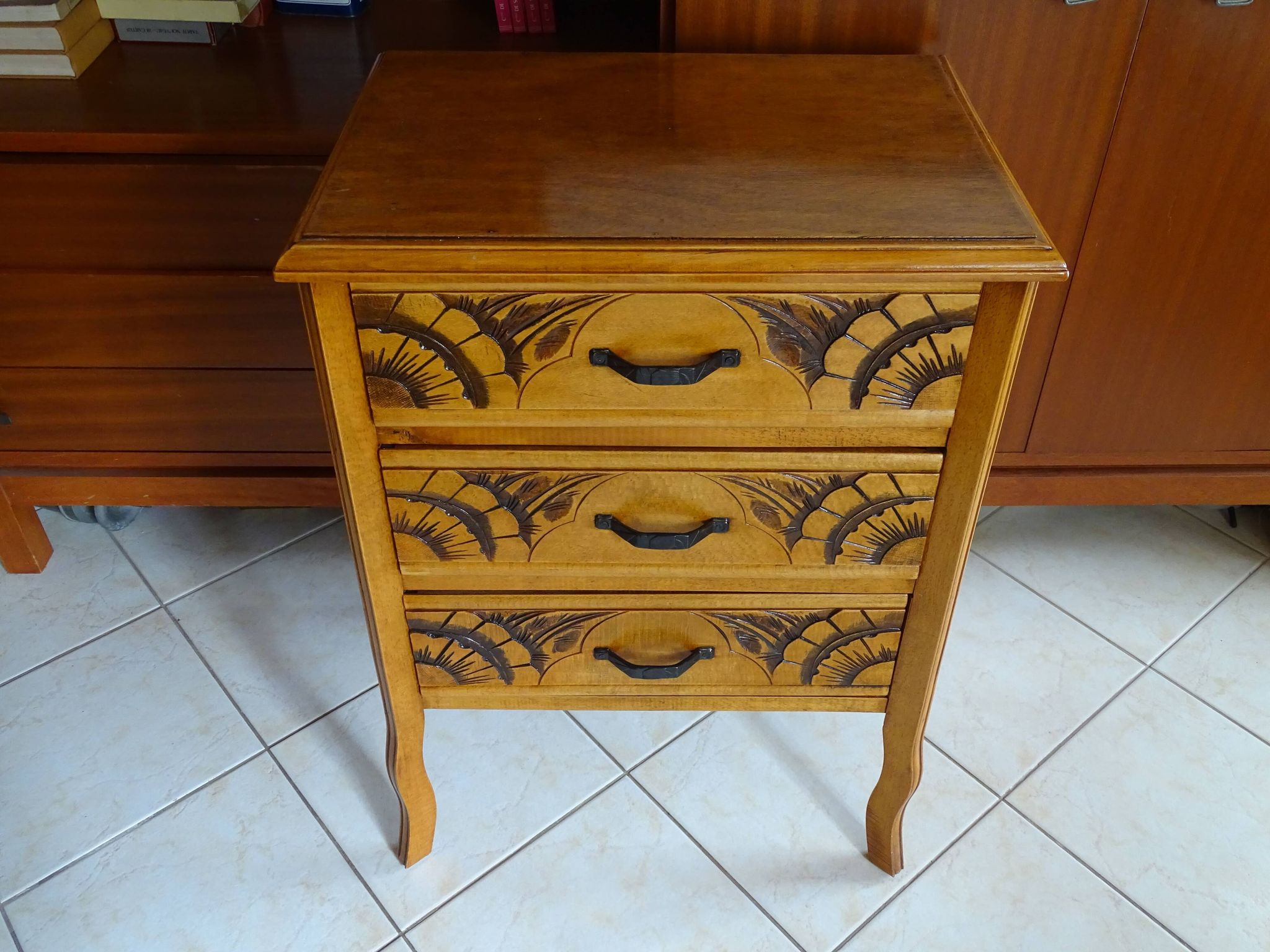 Chest of drawers 3 drawers art deco style in wood