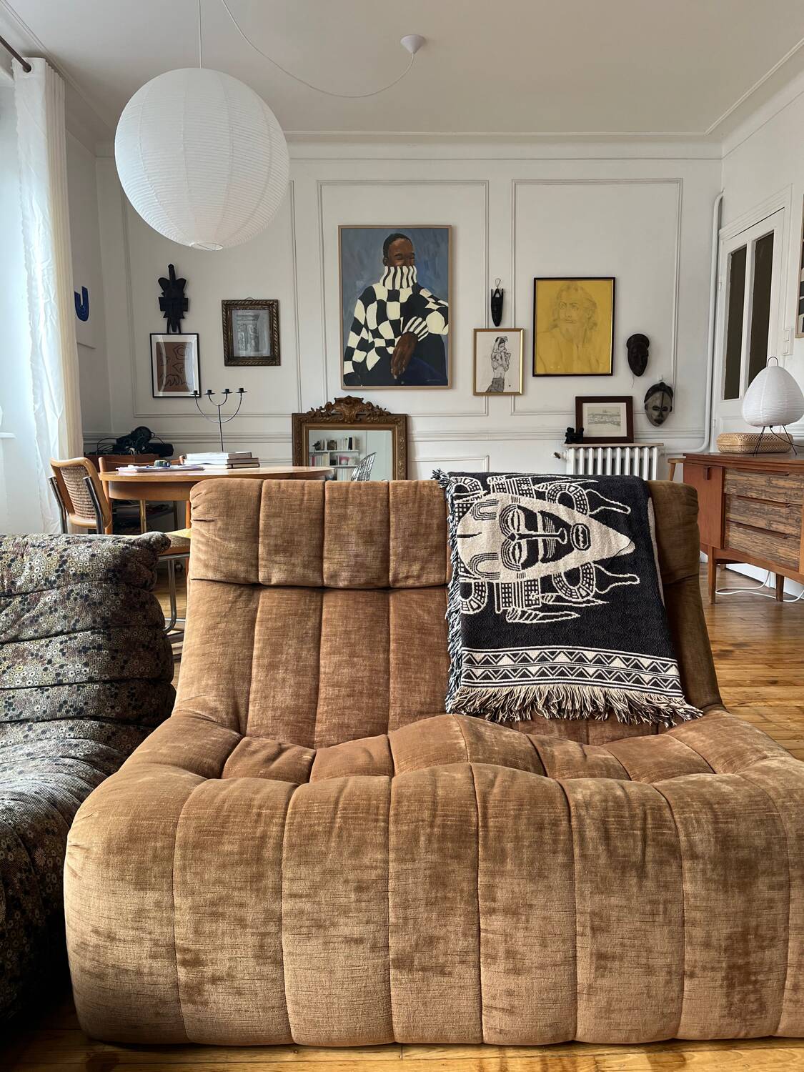 2-seater armchair in fawn velvet, Steiner edition 1970