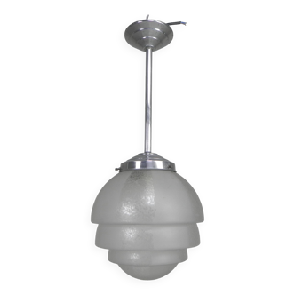 Art Deco hanging lamp with stepped glass ball, 1930s