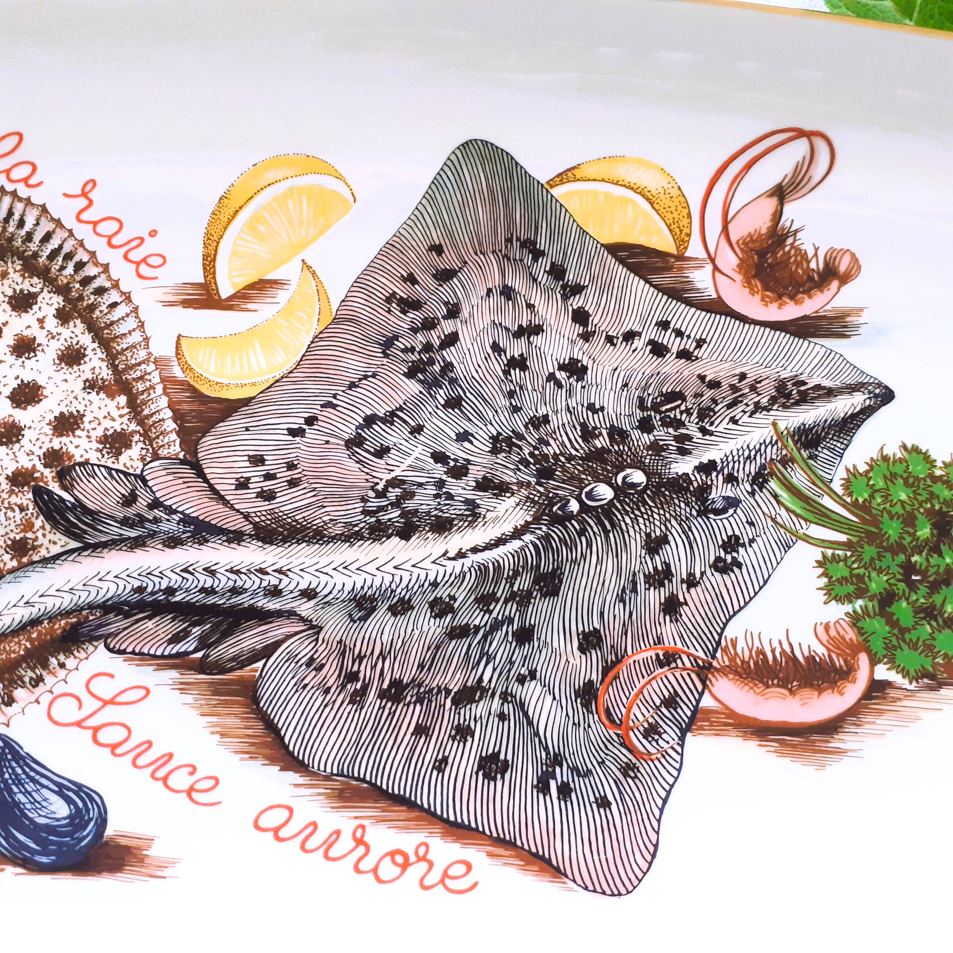 Extra Long, Fish Platter. Rare, Turbot and Skate, Fish Banquet Table Centerpiece.
