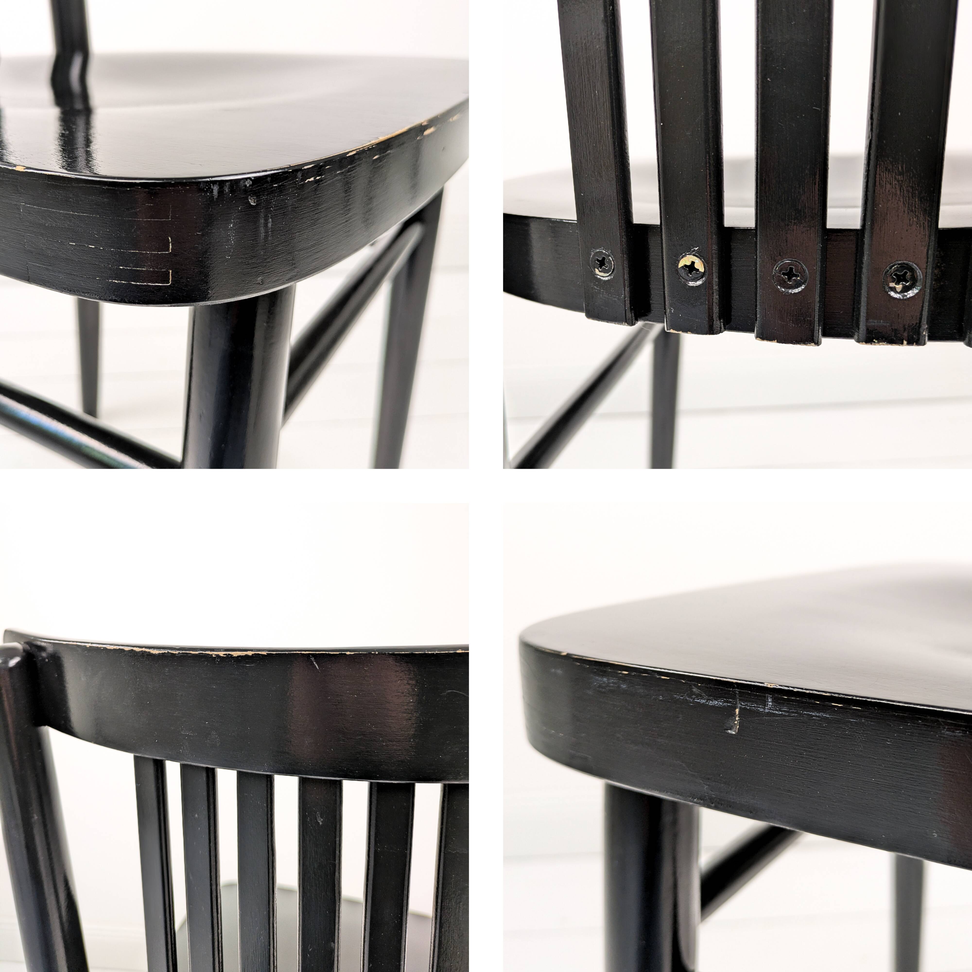 Lot de 3 chaises bistrot vintage bois courbé, style café viennois 60s