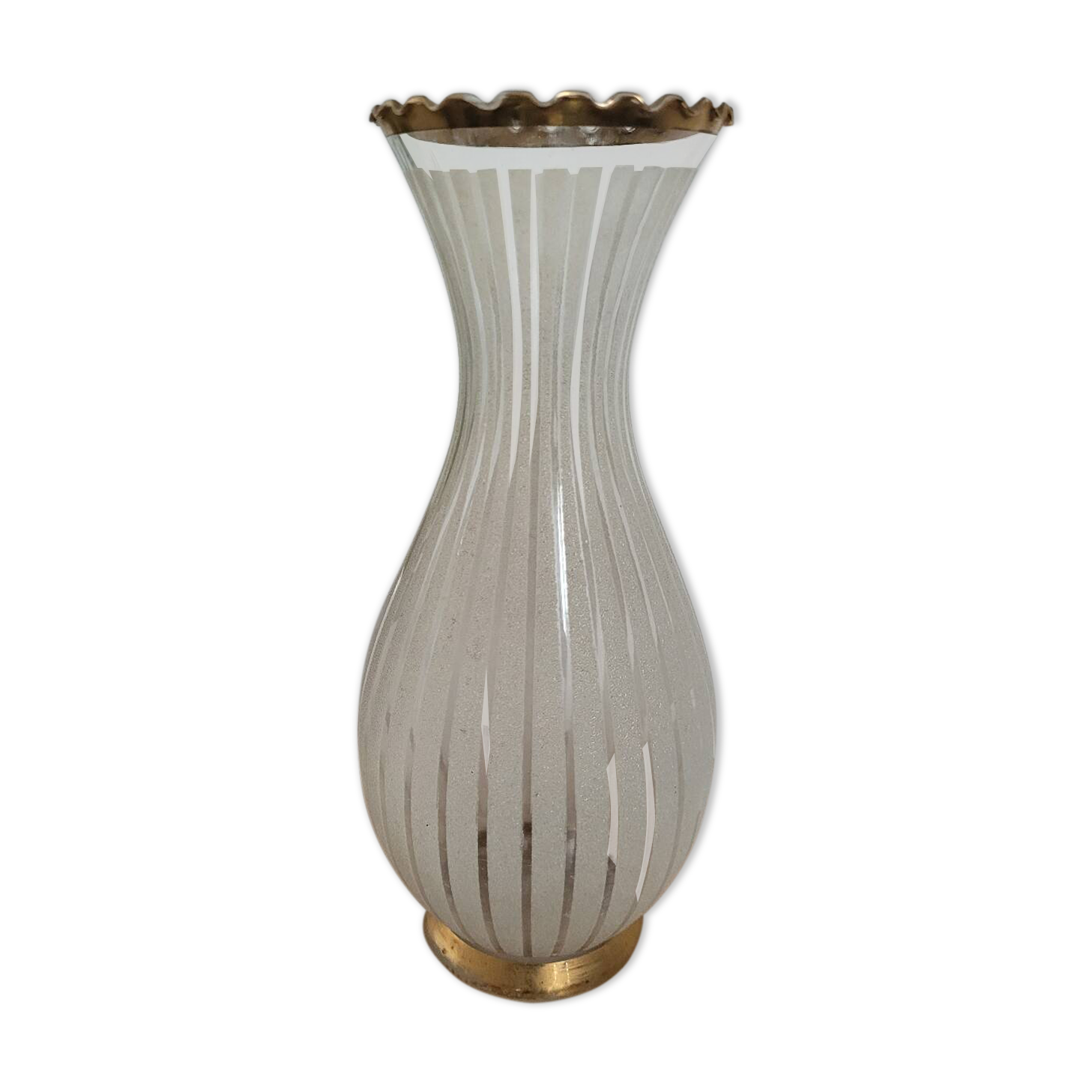 Vase granité blanc et rebord doré