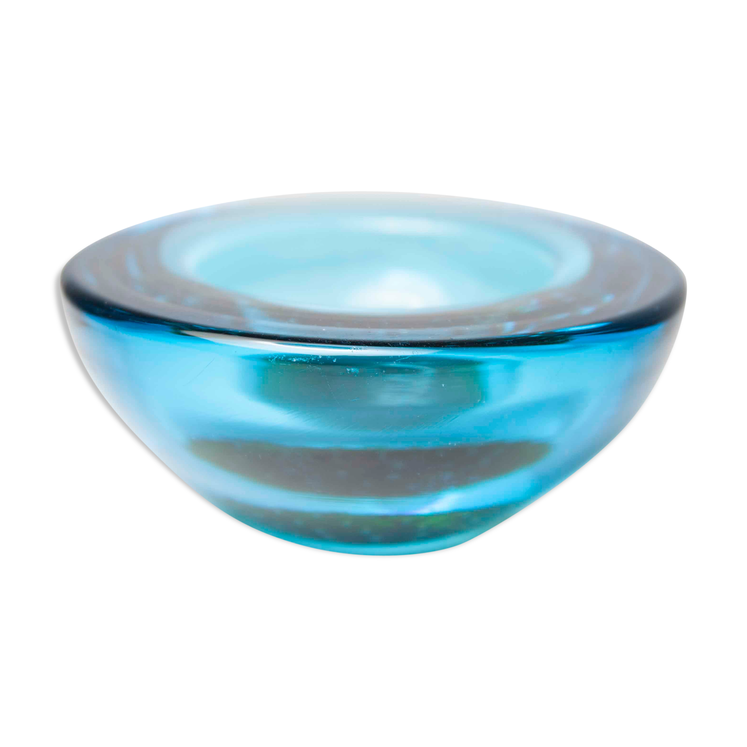 Murano ashtray blue orange bubble