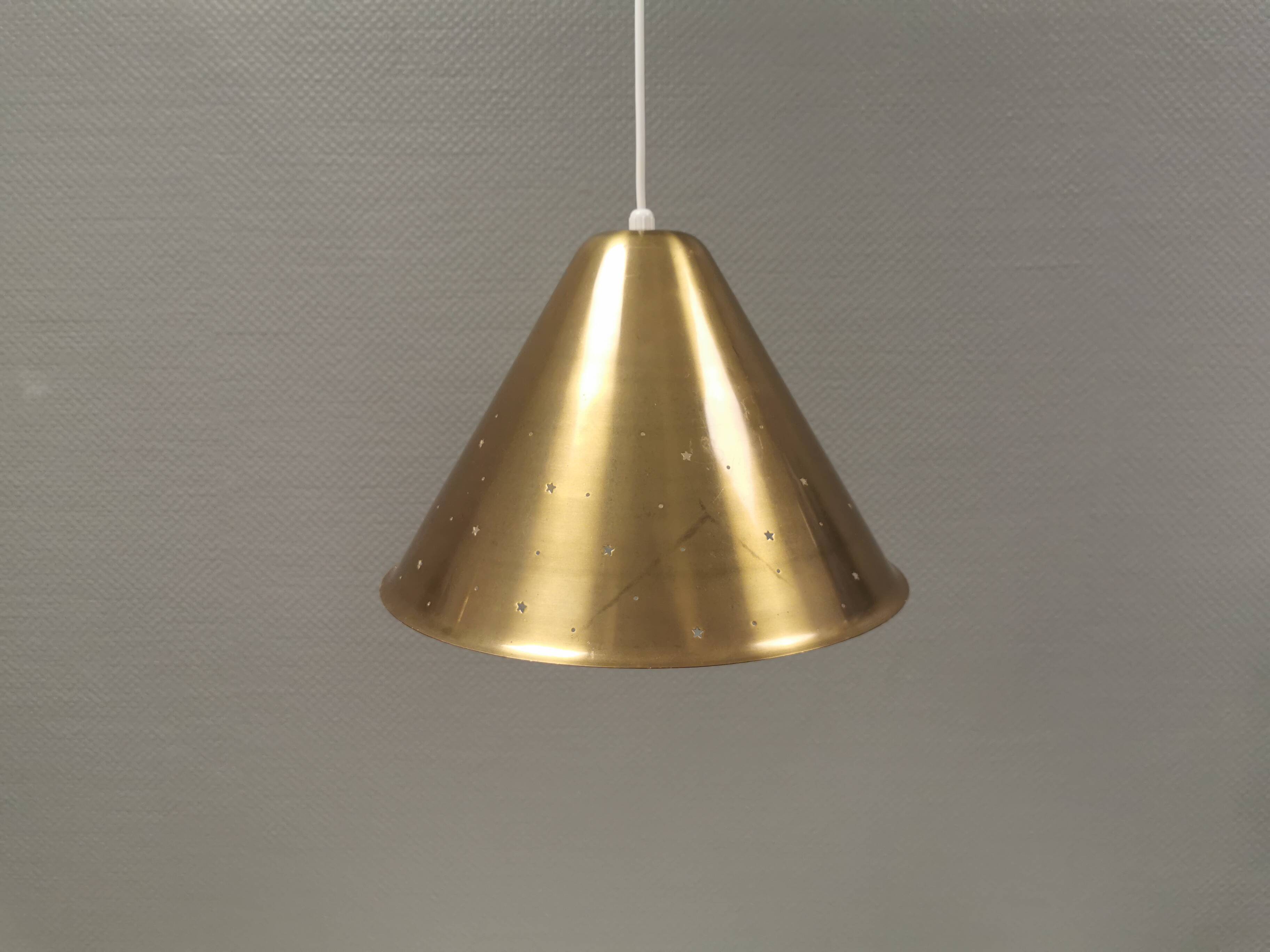 Hanging lamp from Danish Fog&Mørup 1950s, made of solid brass.