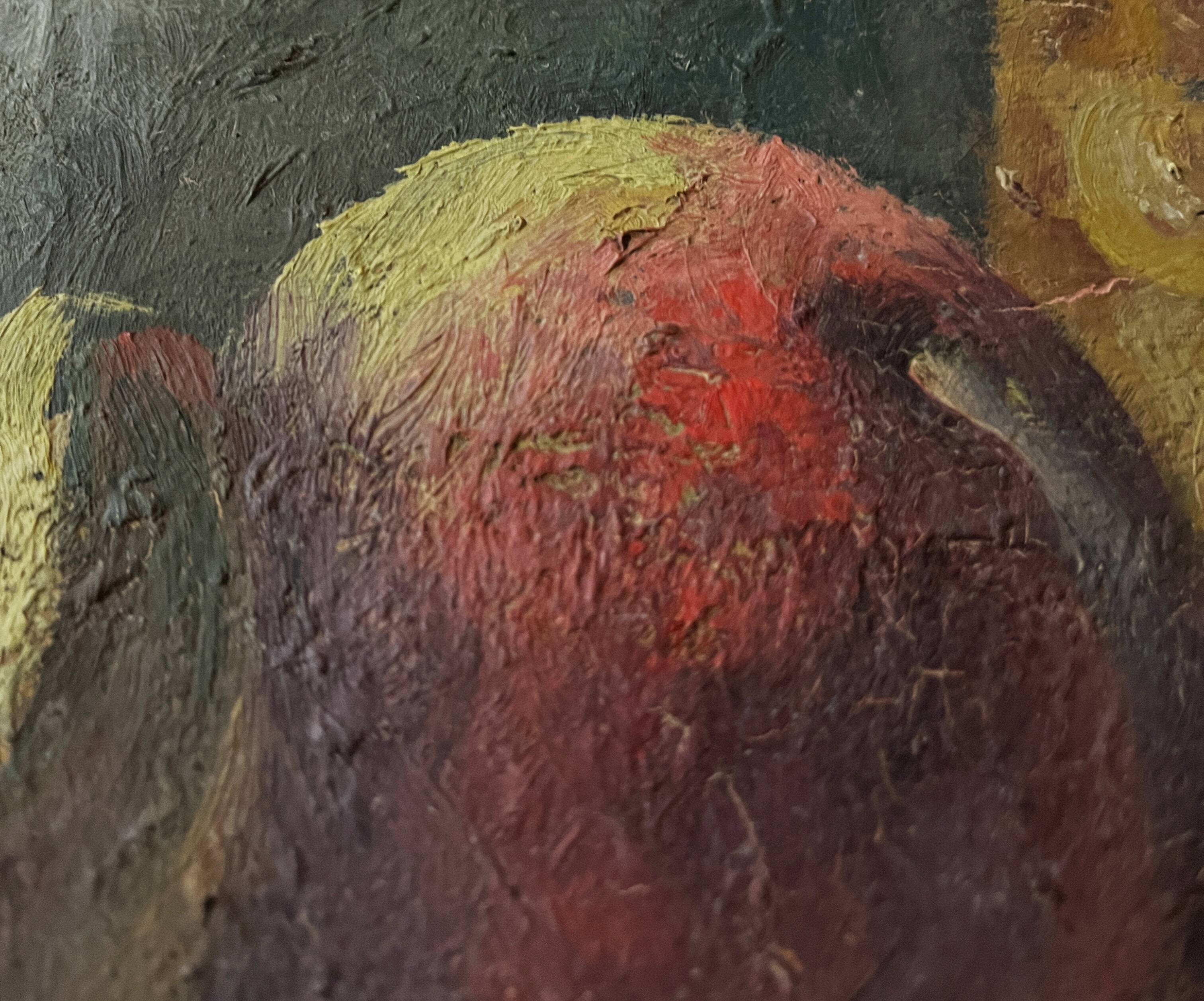 Tableau HST "Still Life with Peaches and Jug" 19th century signed