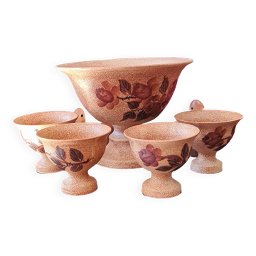 Set of cups and 4 bowls signed Vallauris
