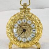 LANCEL alarm clock in chiseled bronze and gilded metal