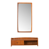 Miroir scandinave en teck du milieu du siècle avec console, années 1960