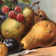 Still life with fruit, framed chromolithograph, under glass