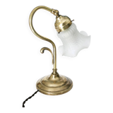 "swan neck" lamp in bronze and brass from 1900