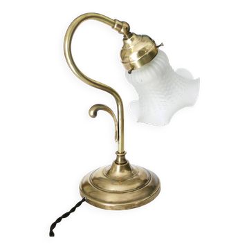 Lampe "col de cygne" bronze et laiton 1900