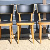 3 chaises baumann dos large skaï noir