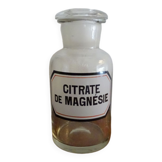 Flacon pharmacie d'apothicaire verre émaillé Citrate de Magnésie