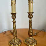 Pair of Louis XV rocaille bronze lamps