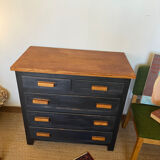 Vintage patinated black craft furniture style chest of drawers