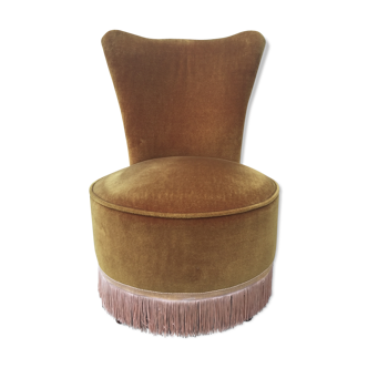 Fauteuil crapaud velour et frange