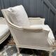 Pair of Louis XVI style caned Bergère armchairs