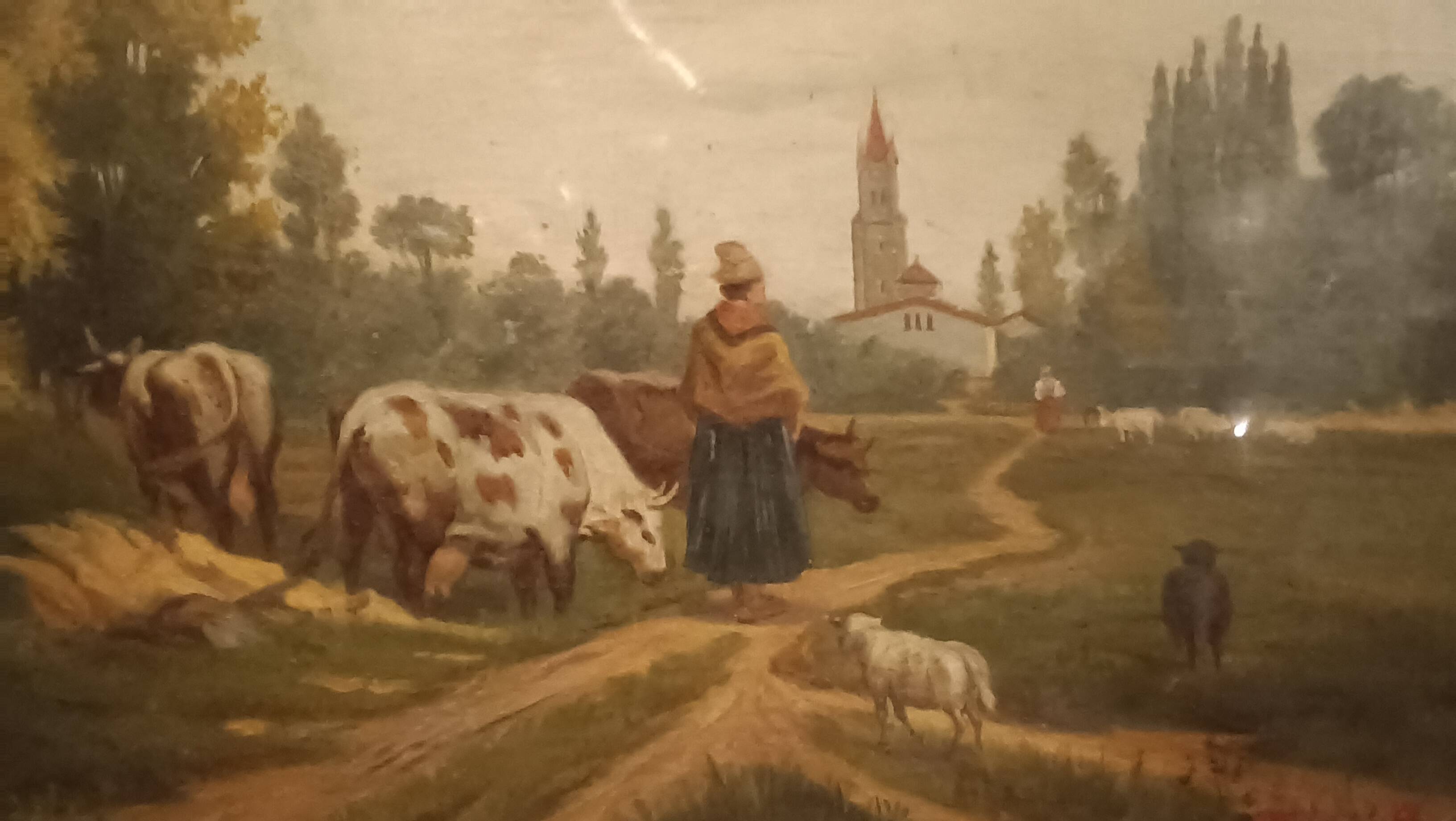 Peinture À L'huile Antique Sur Toile Fine 800 Signée Piero Porrini