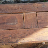 Closed bed chest bench Breton, solid oak pegged wood, nineteenth century