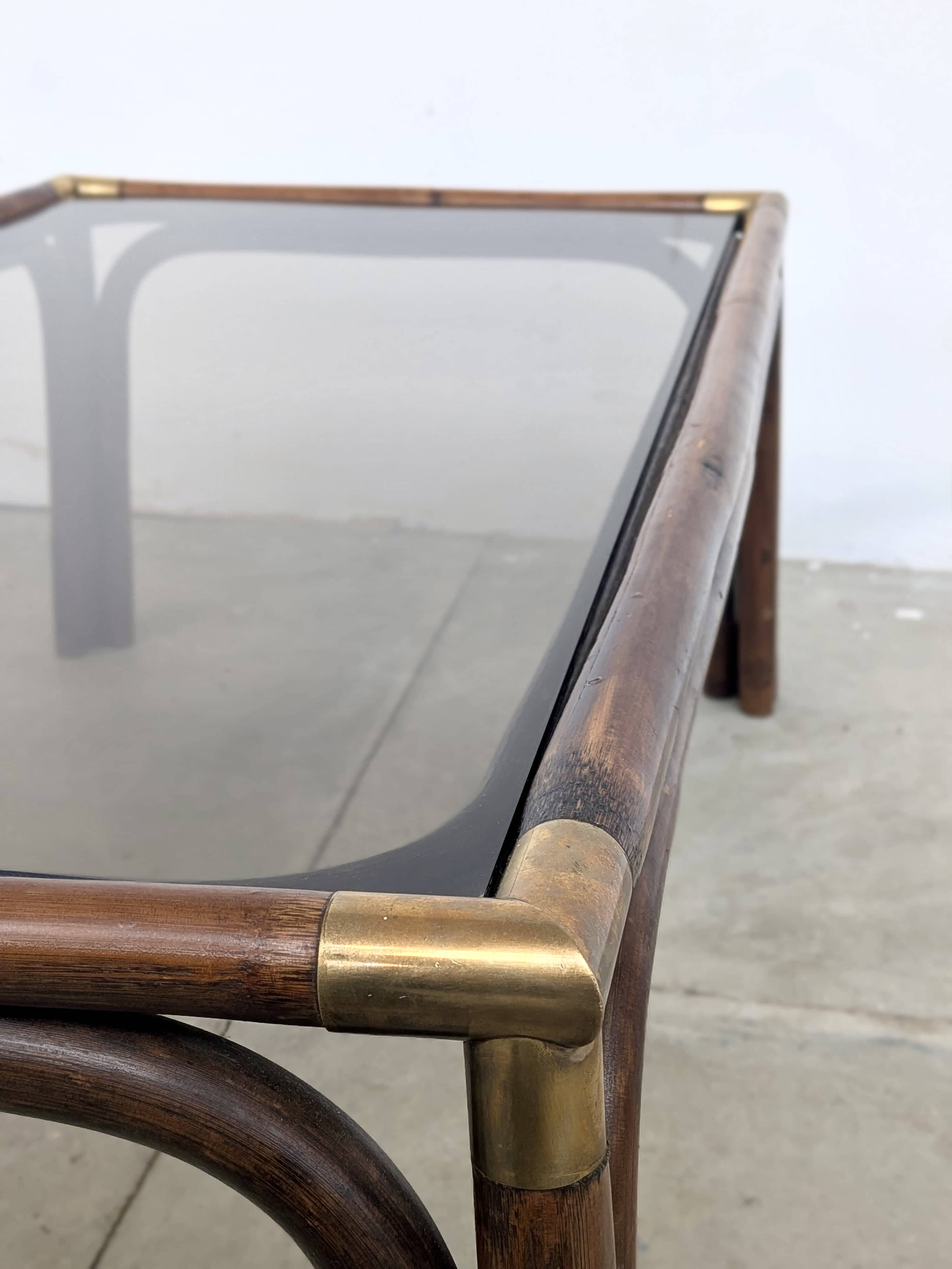 Bamboo and glass coffee table