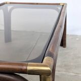 Bamboo and glass coffee table