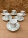 Set of 6 antique white ceramic mugs vintage green leaf decor