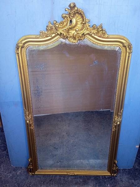Miroir Louis XV bois doré ep XIX em - 144 cm