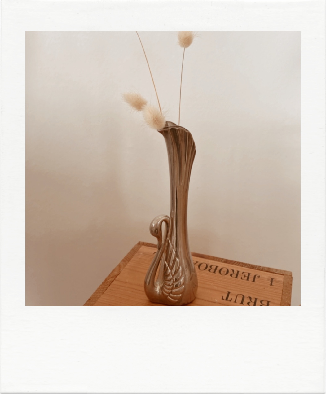 Soliflore in silvery metal swan