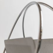 Vintage argent chrome-plated metal magazine rack by Mascagni – perforated, space-age design, Italy 1970s
