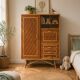 Rattan wardrobe with tapered legs from the 1960s.