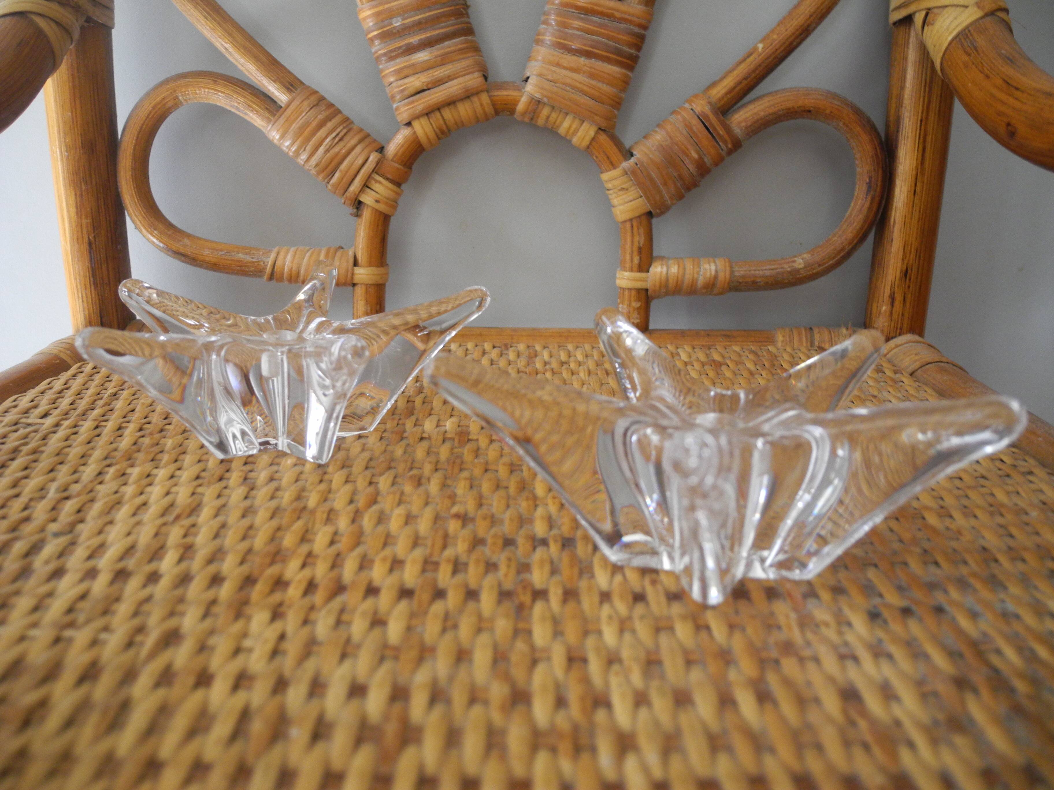 pair of vintage Daum France crystal candlesticks