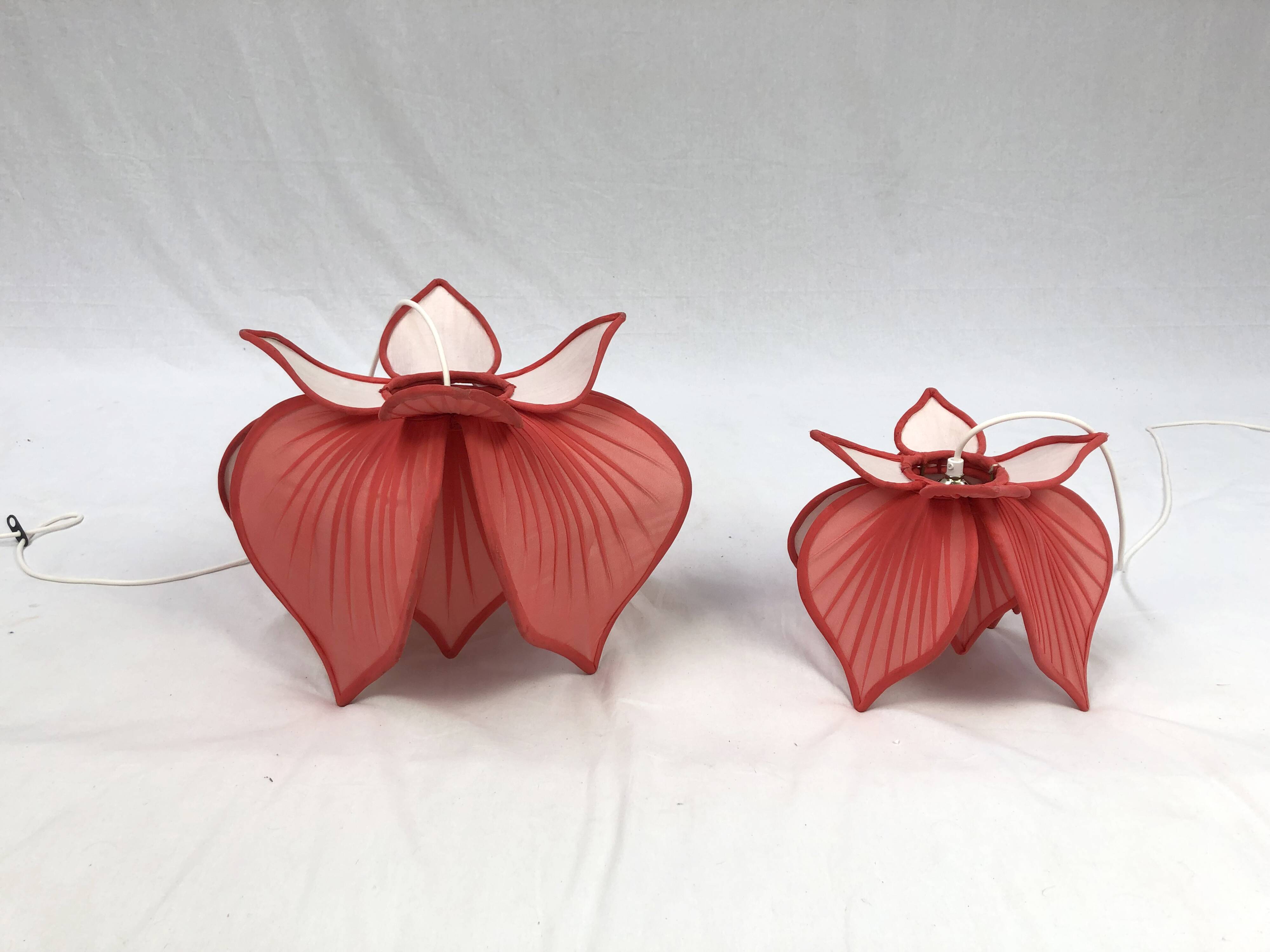 Set of Lotus fabric hanging lamps