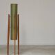 Rocket green floor lamp by Novoplast fiber and wood 1960