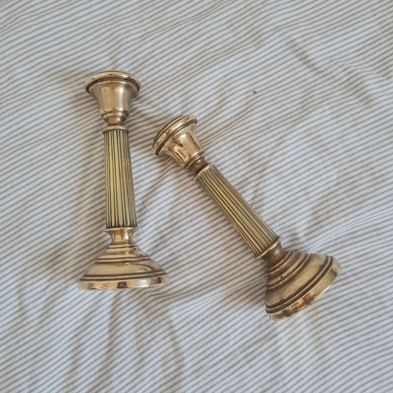 Pair of brass candle holders