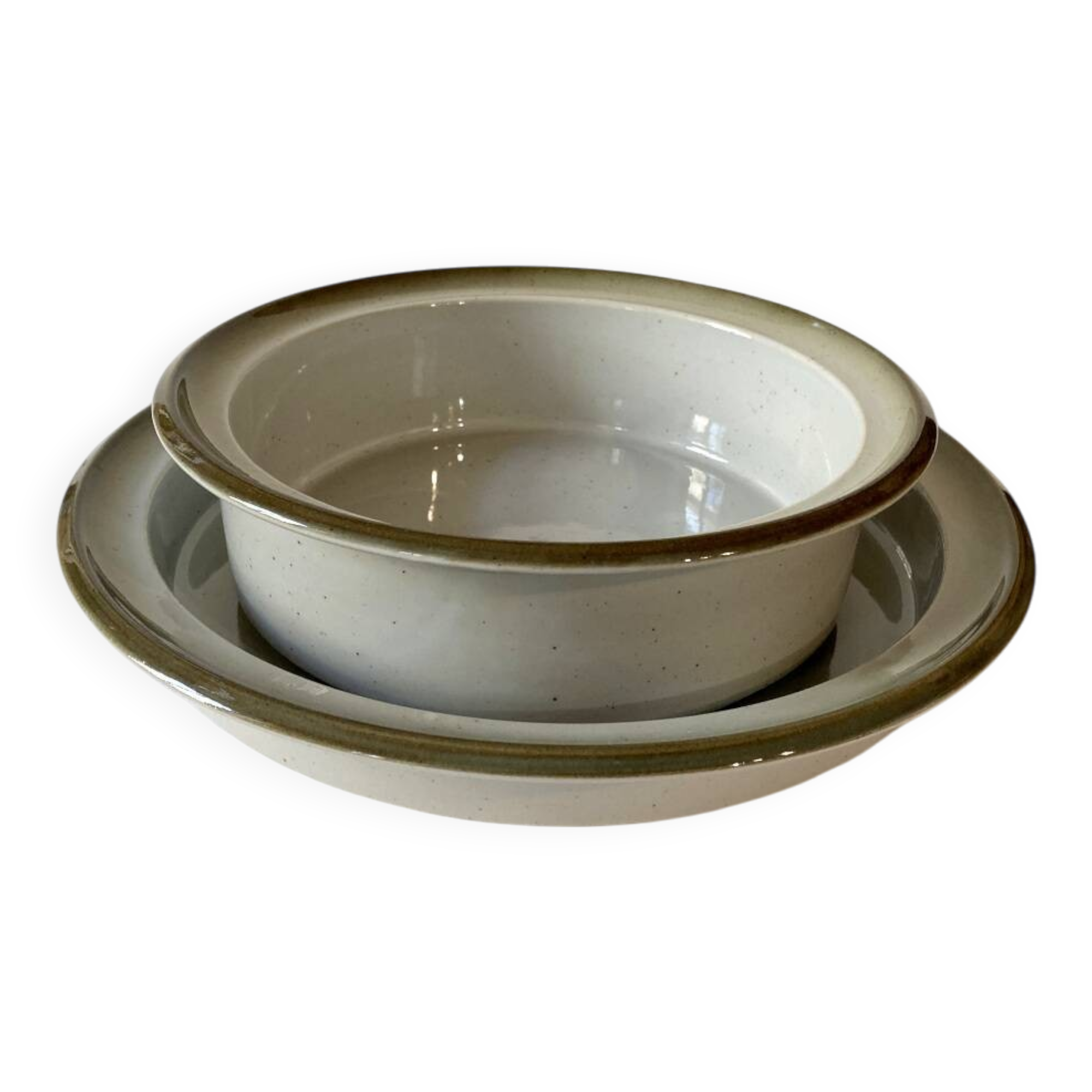 Duo of serving dishes in grand feu stoneware, Brenne earthenware